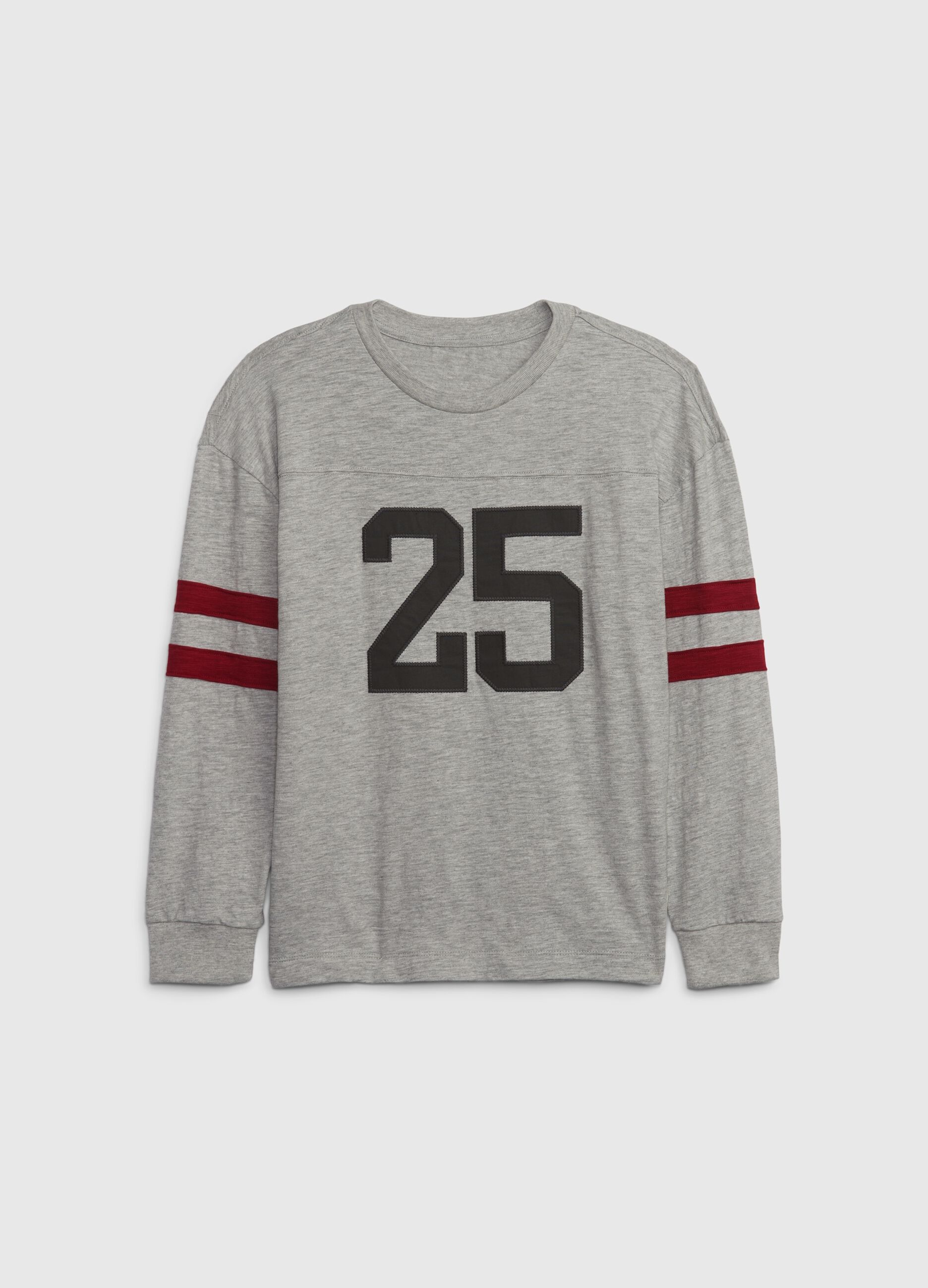 Long-sleeved T-shirt with football embroidery