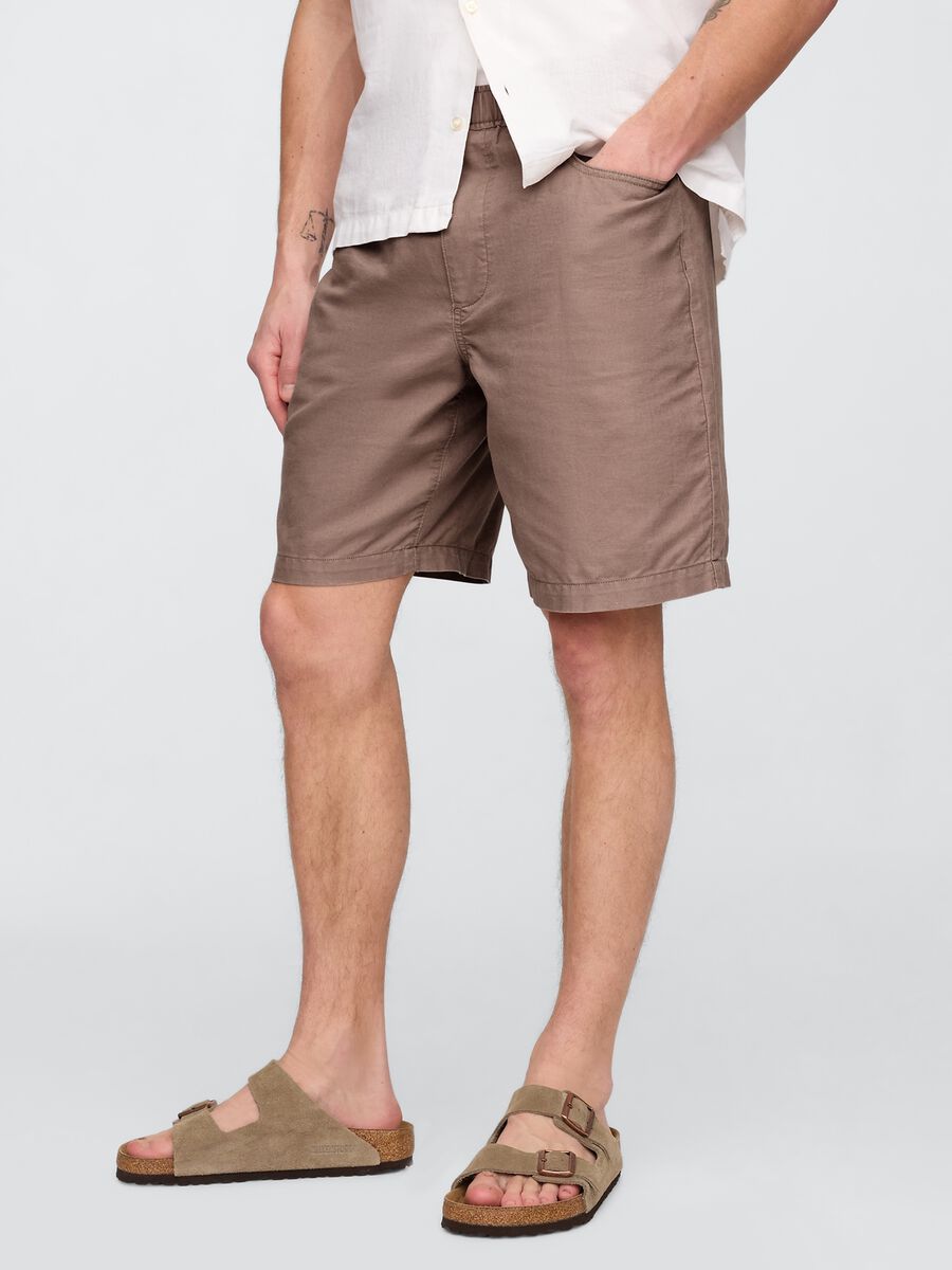 Shorts marroni in lino e cotone Gap Uomo_3