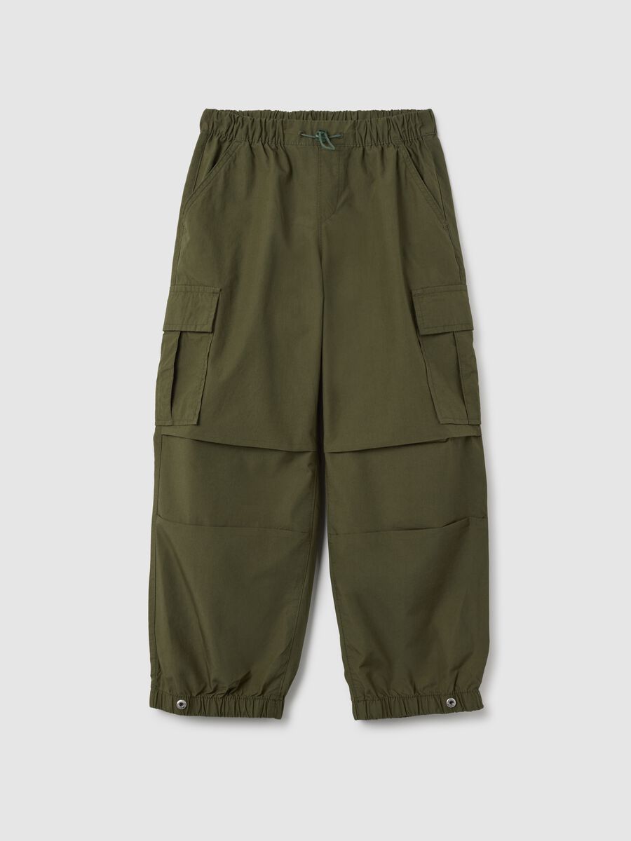 Joggers cargo in cotone con coulisse Bambina_0