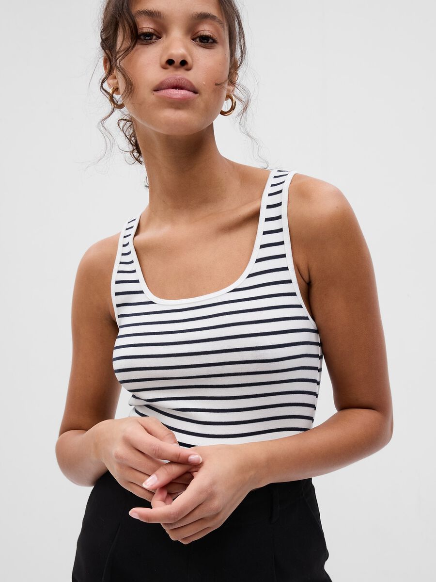 Stretch modal and cotton tank top Woman_0
