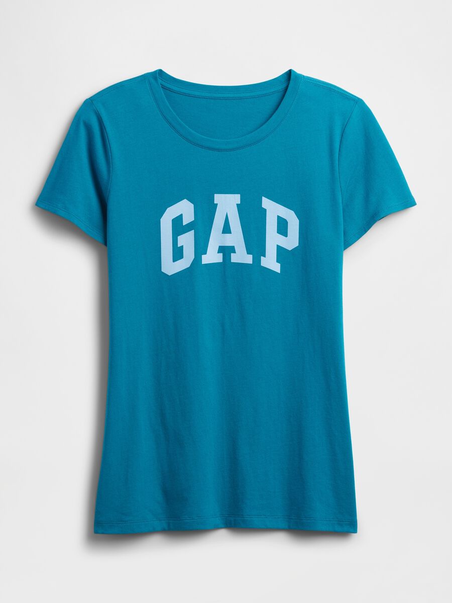 T-shirt azzurra in cotone Donna_3