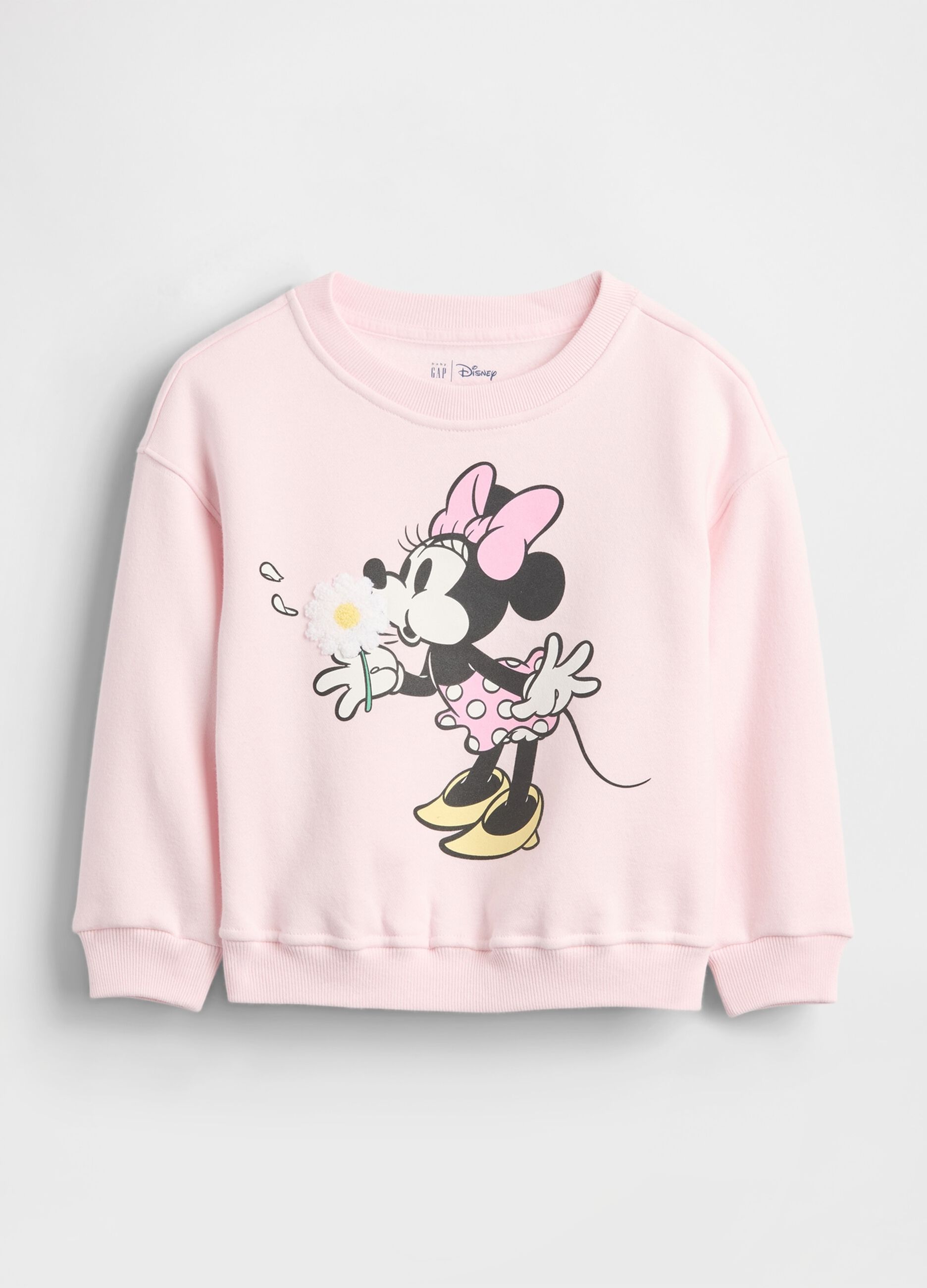 Pink cotton blend sweatshirt for baby girl regular fit with Minnie