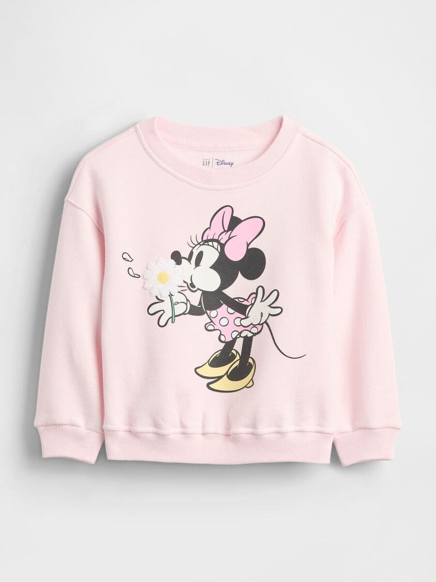 Pink cotton blend sweatshirt for baby girl regular fit with Minnie Girl_0
