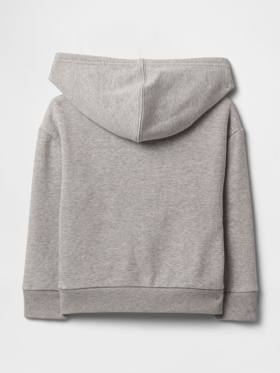 Grey cotton blend baby girl's regular fit hoodie with zip and logo Baby Girl_1