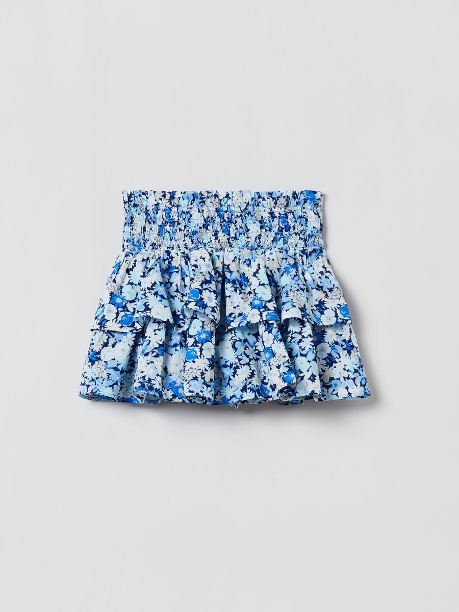 Tiered miniskirt with floral print Girl_1