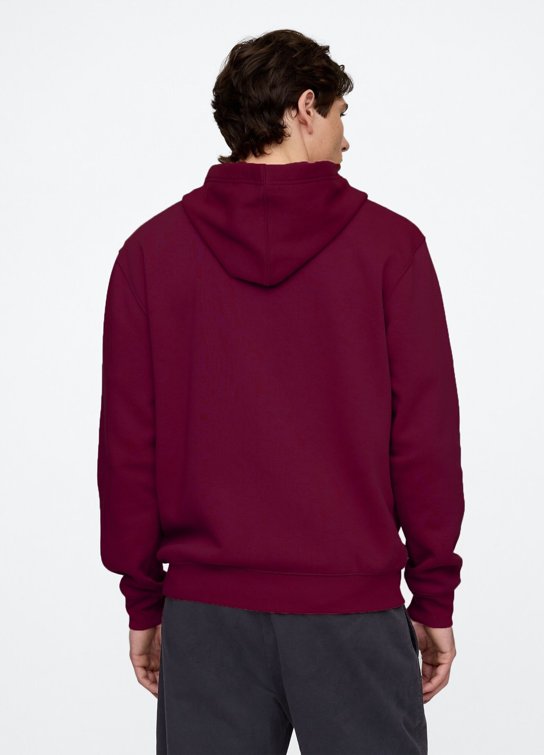 Felpa rossa con cappuccio e zip completa_1