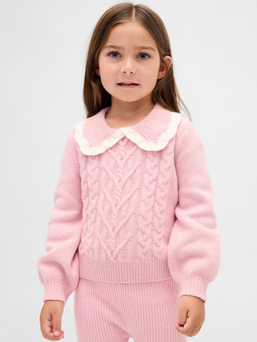 Maglione rosa con colletto da bambina Bimba_0