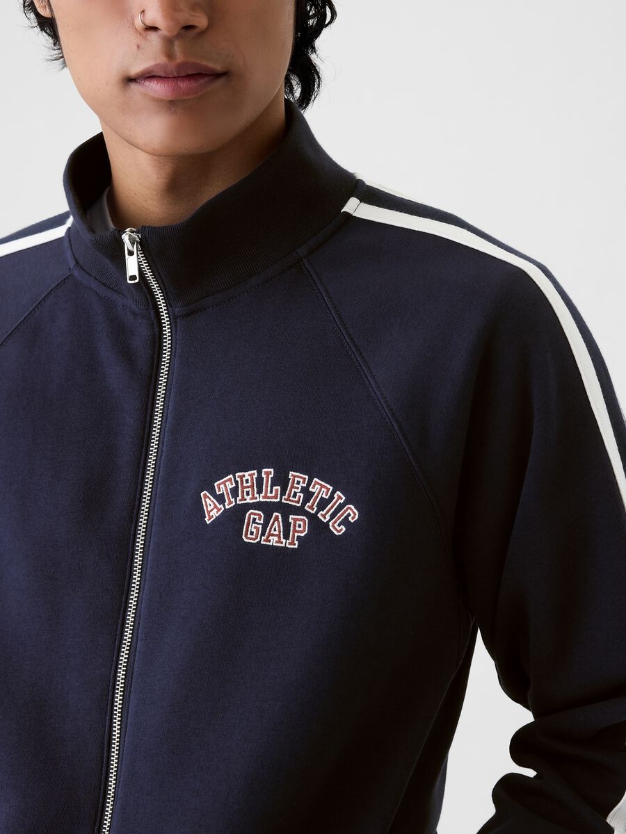 Full-zip con bande rigate ricamo logo Athletic Uomo_3