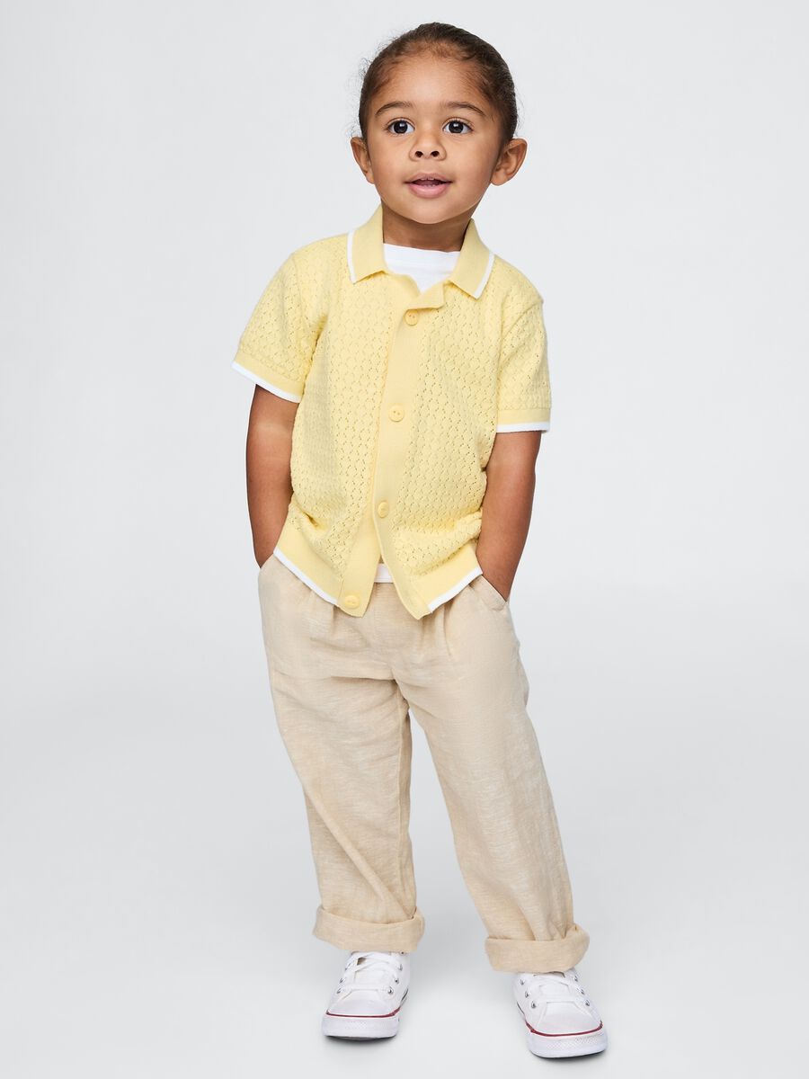 Beige linen and cotton trousers for boys Baby Boy_0