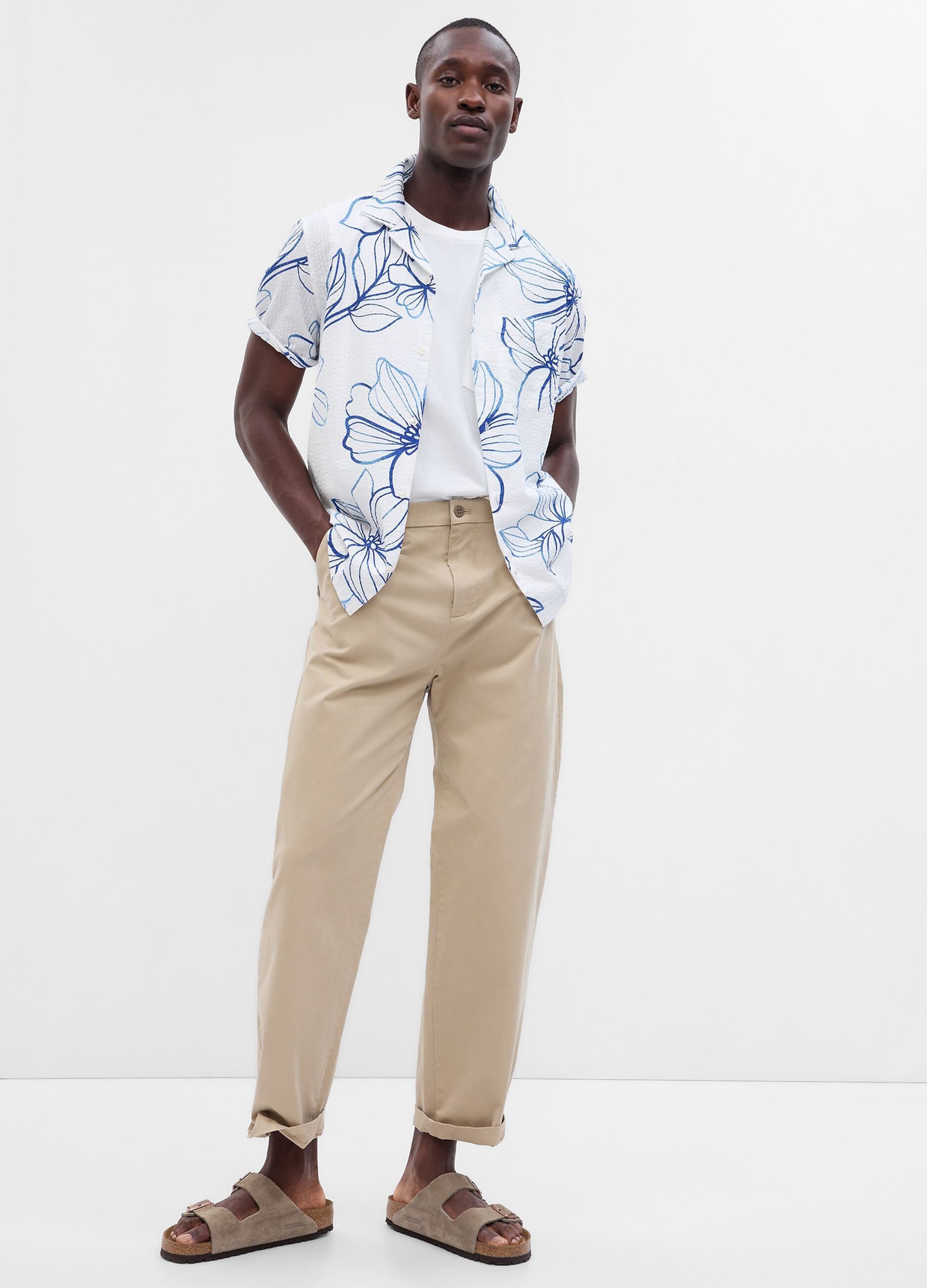 Camicia a maniche corte in seersucker