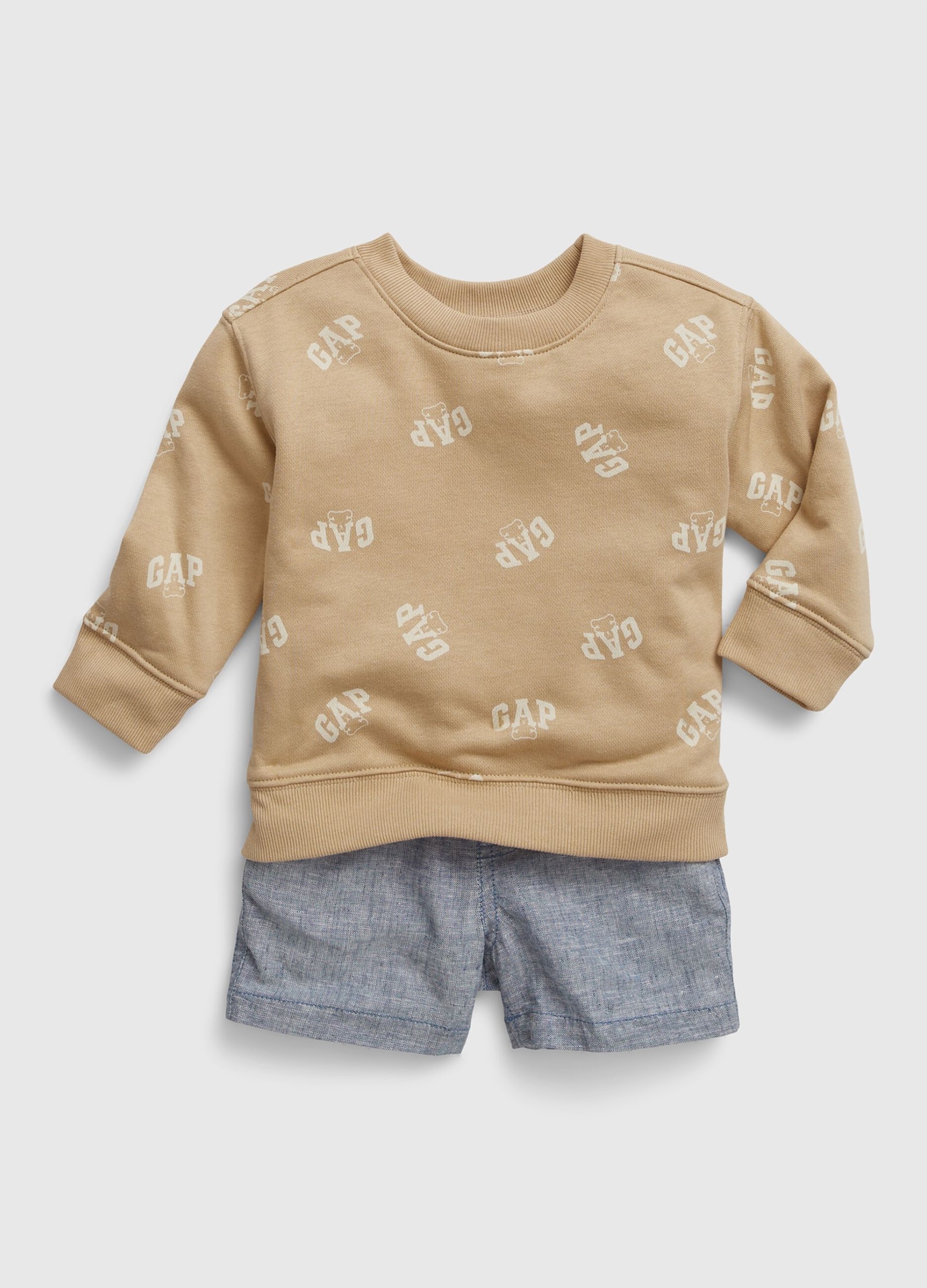 Jogging set with sweatshirt and shorts in cotton_2