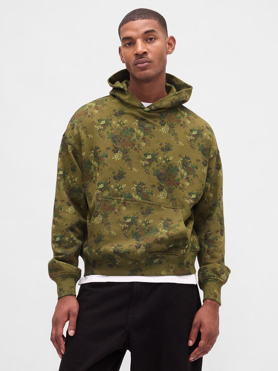 Green Hooded Sweatshirt Man_1
