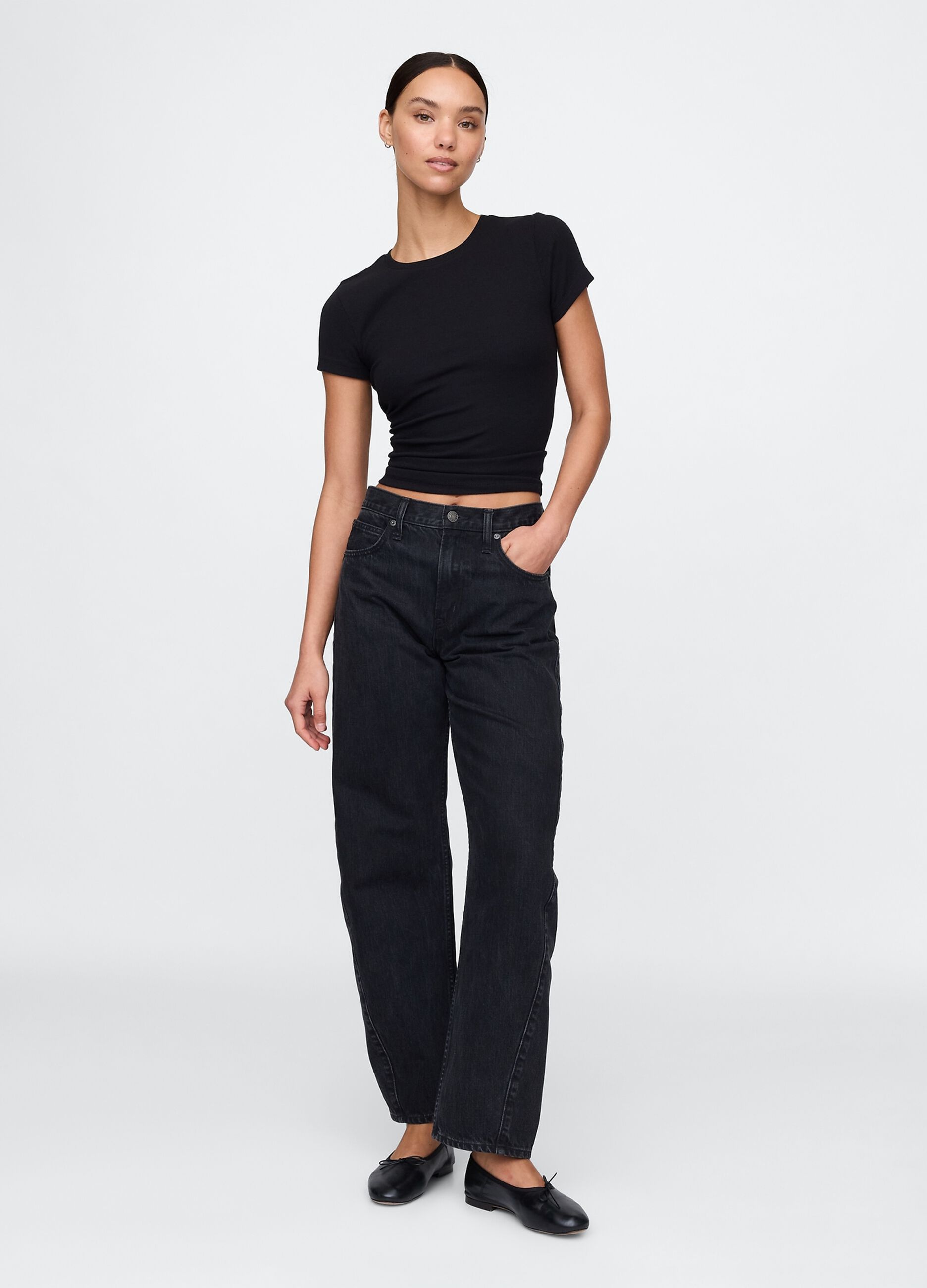Slim-fit T-shirt in ribbed cotton