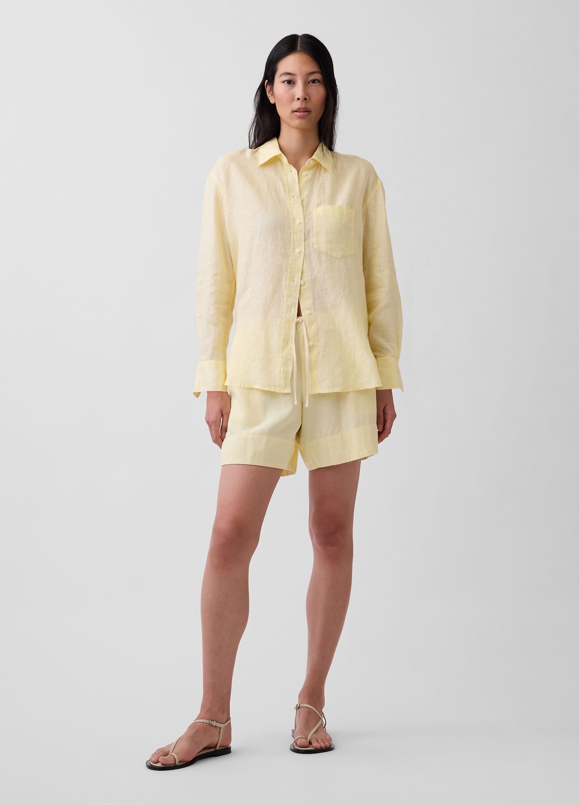 Shorts in misto lino e viscosa