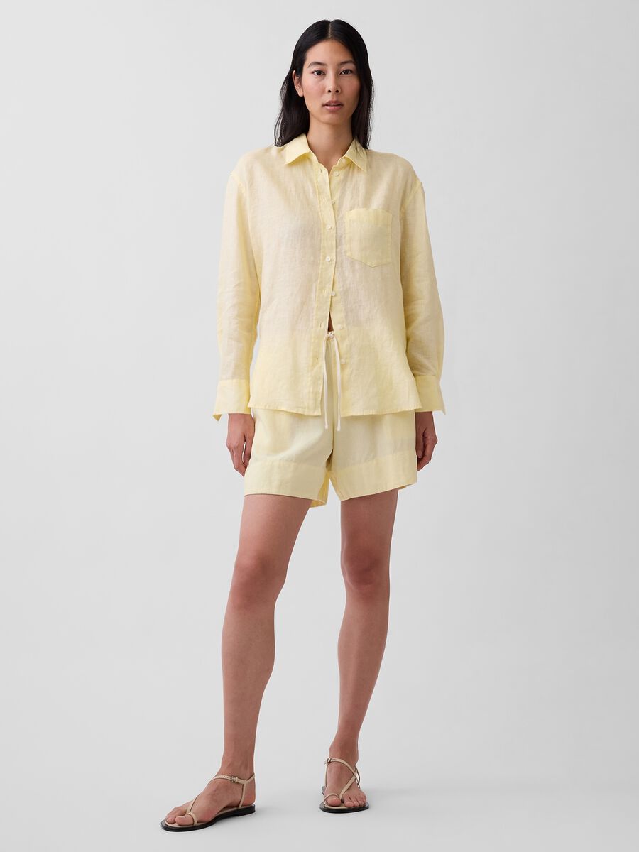 Shorts in misto lino e viscosa Donna_0