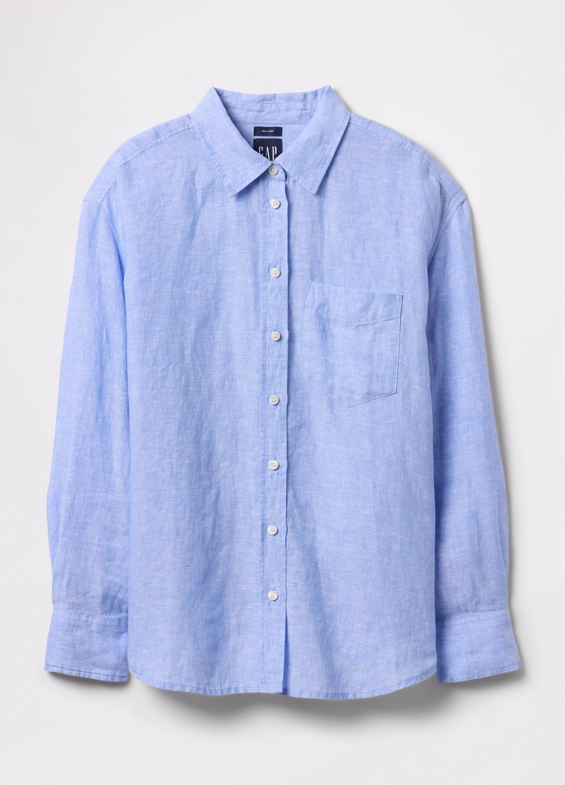 Camicia azzurra ampia in puro lino_3