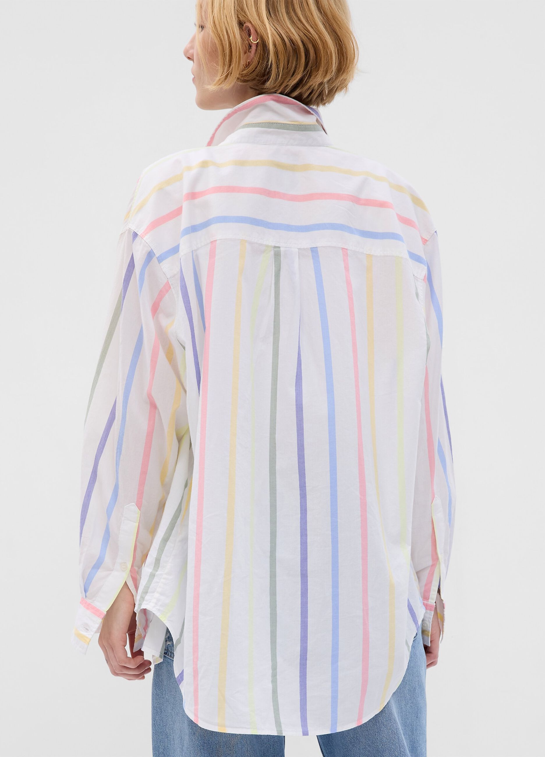 Oversized shirt with multicoloured stripes_1