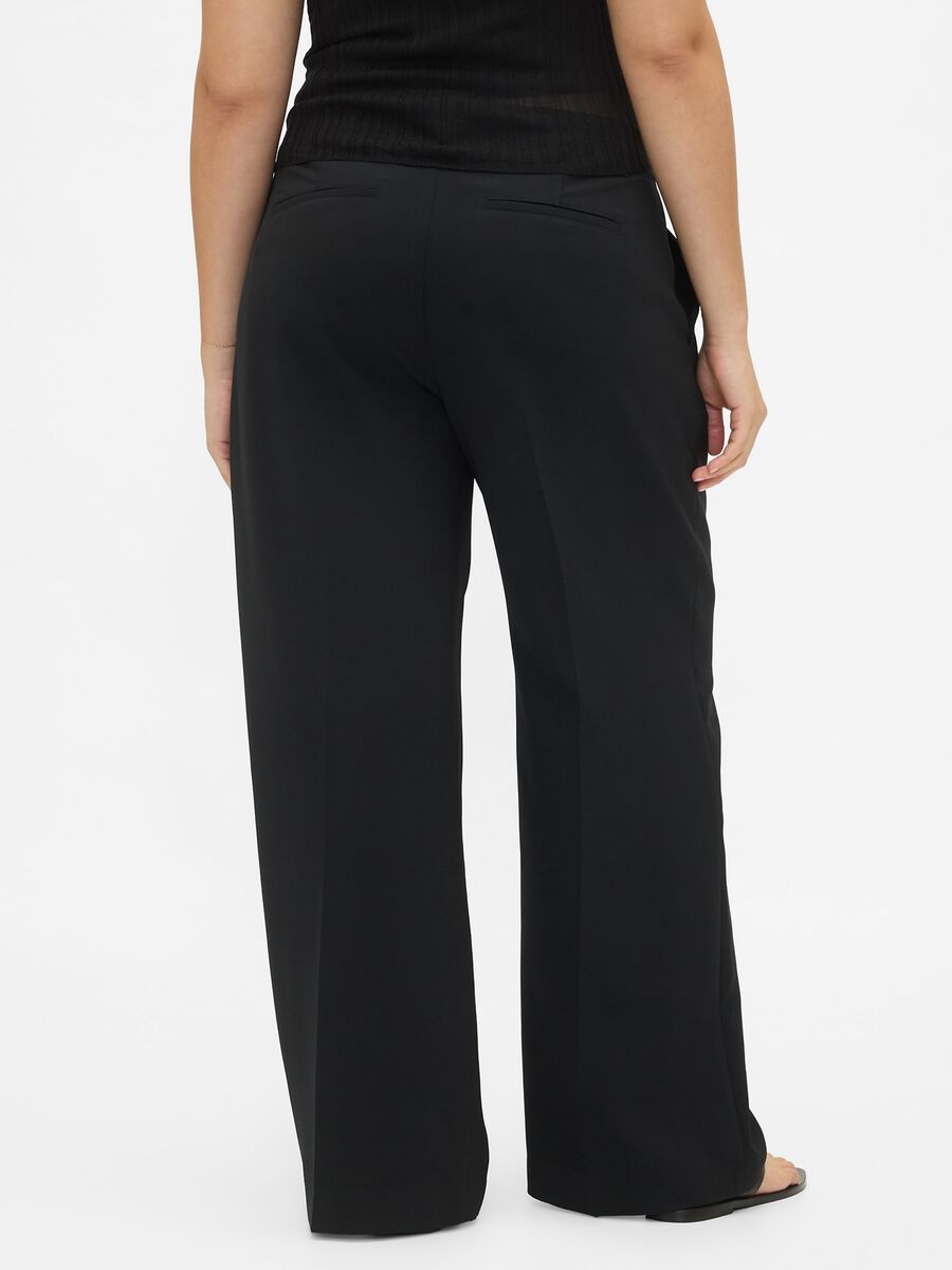 Pantaloni neri elasticizzati a gamba larga Donna_6