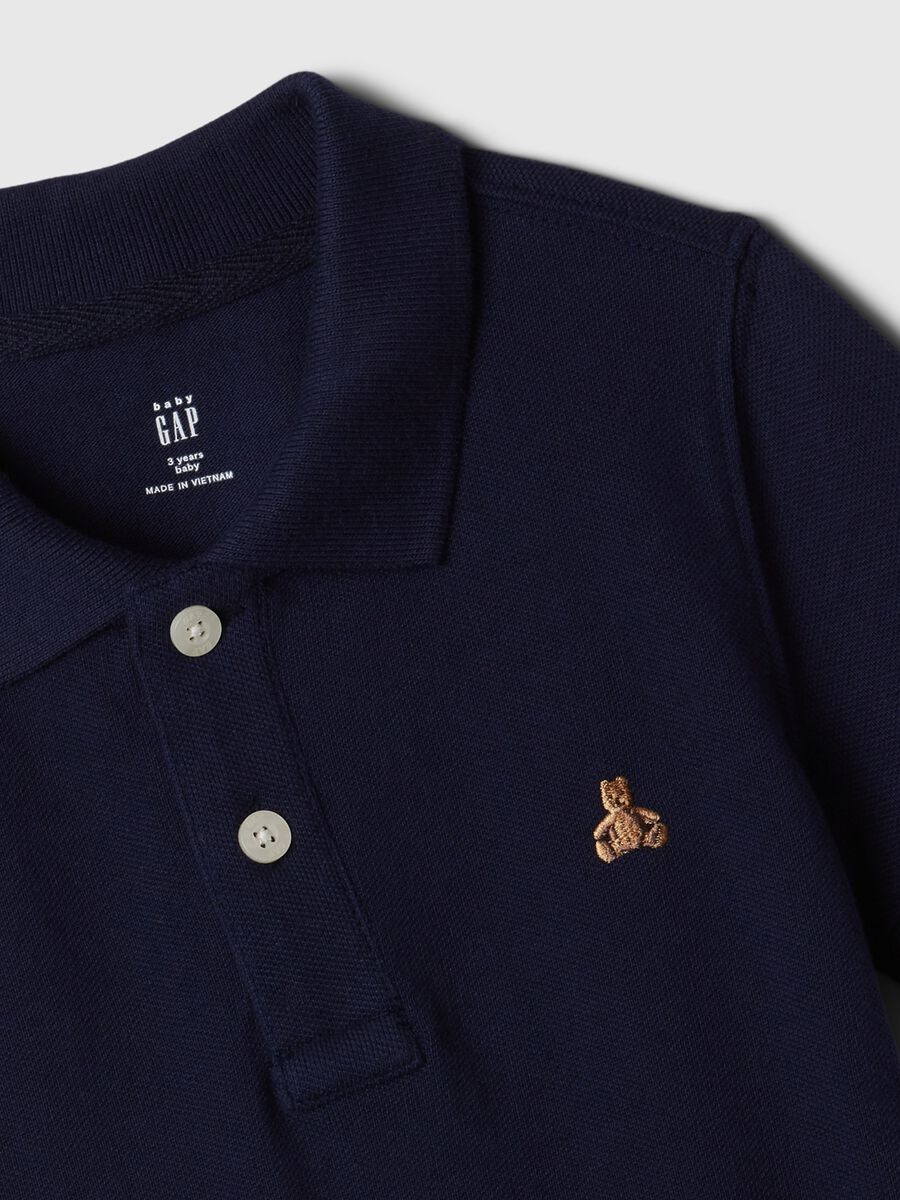 Pique polo shirt with embroidered bear Newborn Boy_2