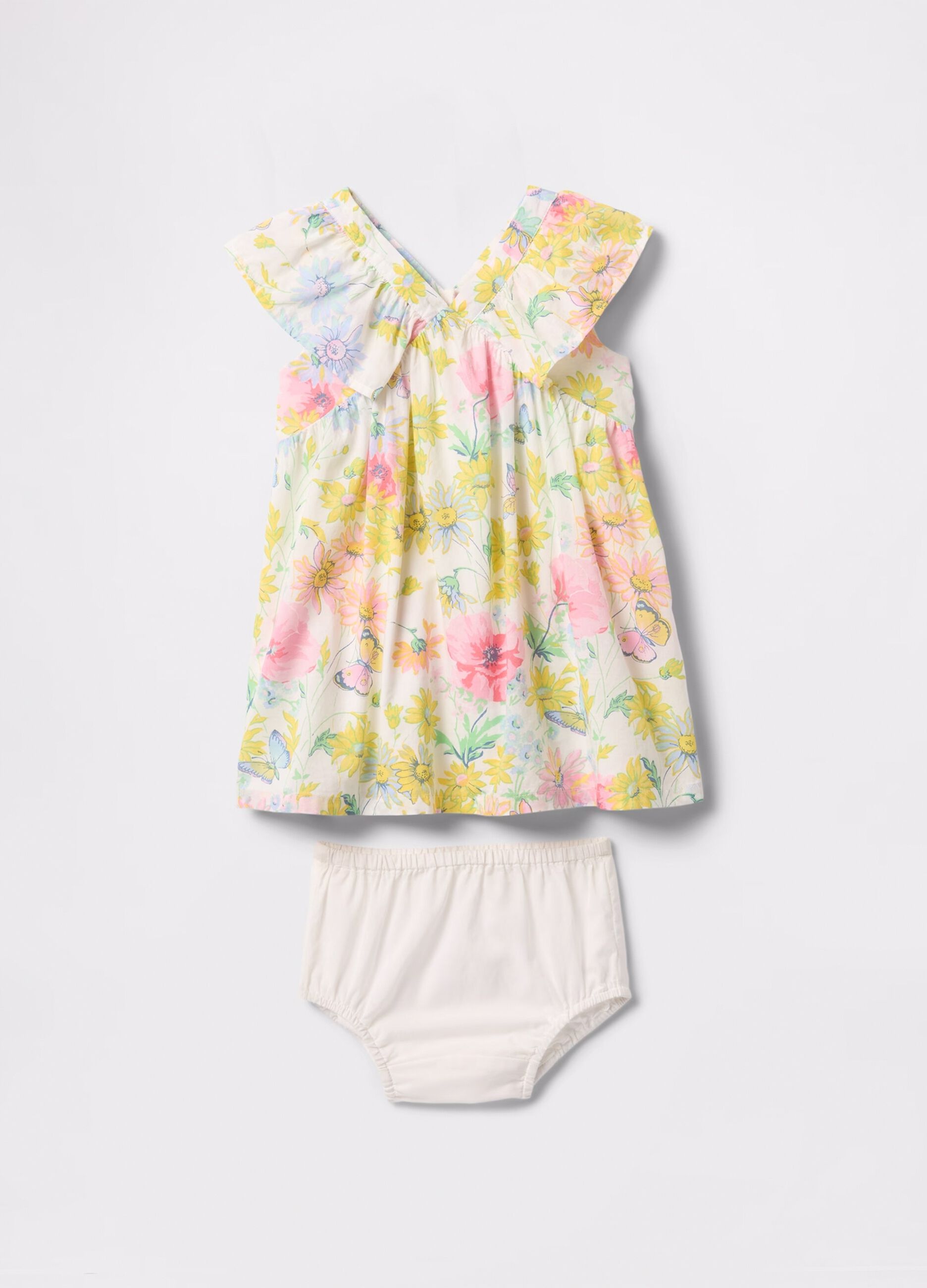 Vestito scamiciato a fiori multicolore in cotone Gap Kids