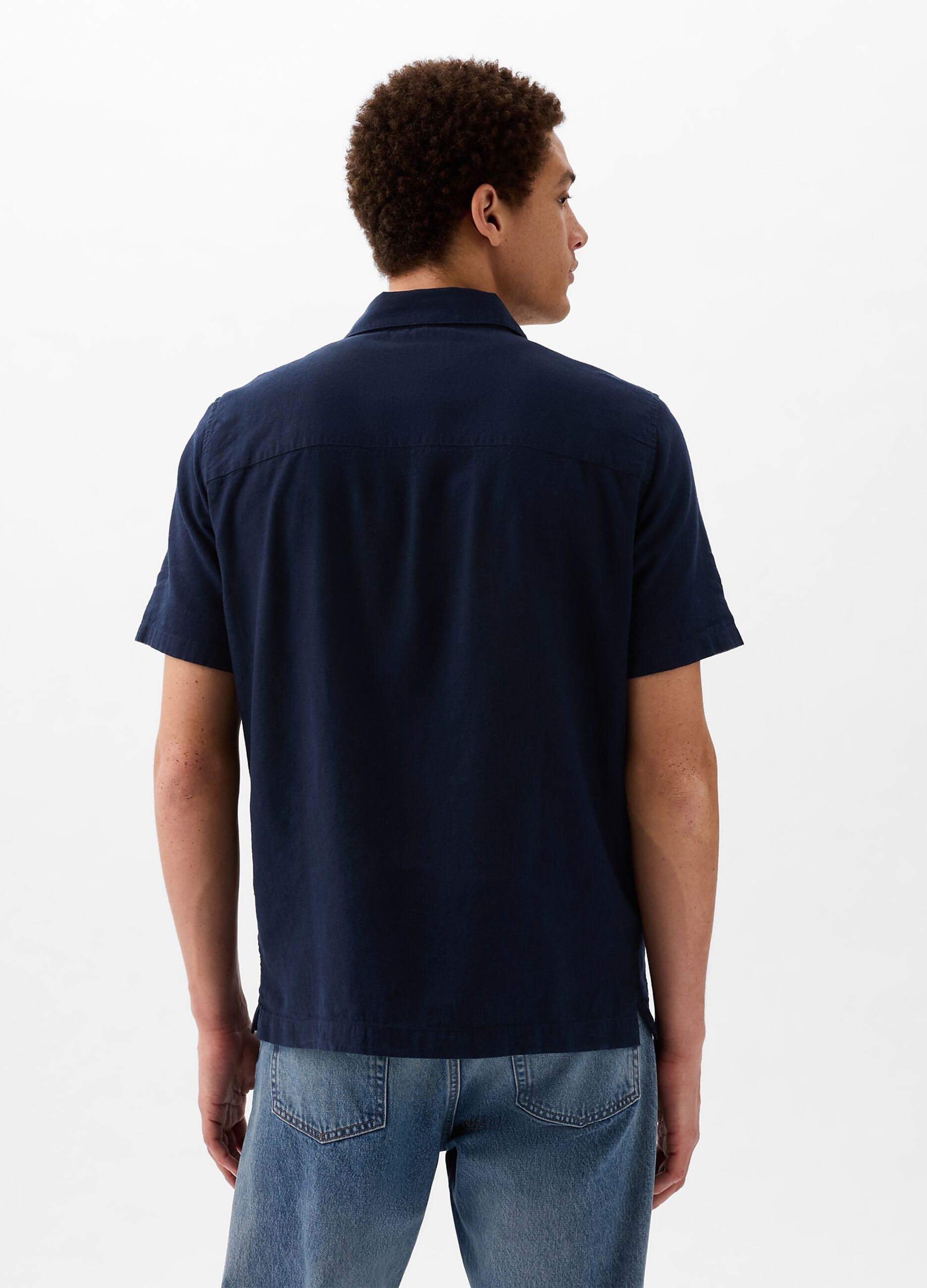 Camicia a maniche corte in lino e cotone_2
