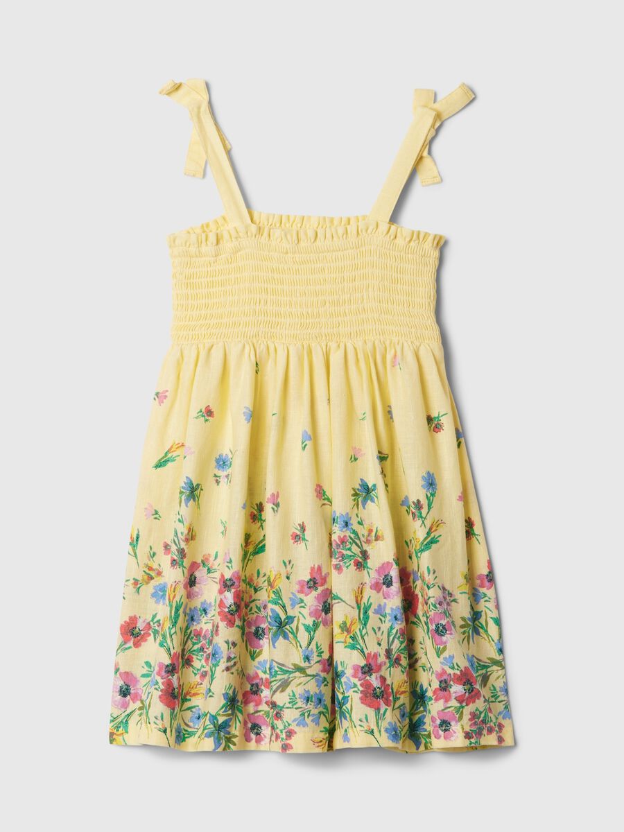 Dress with floral top in smock stitch Girl_1