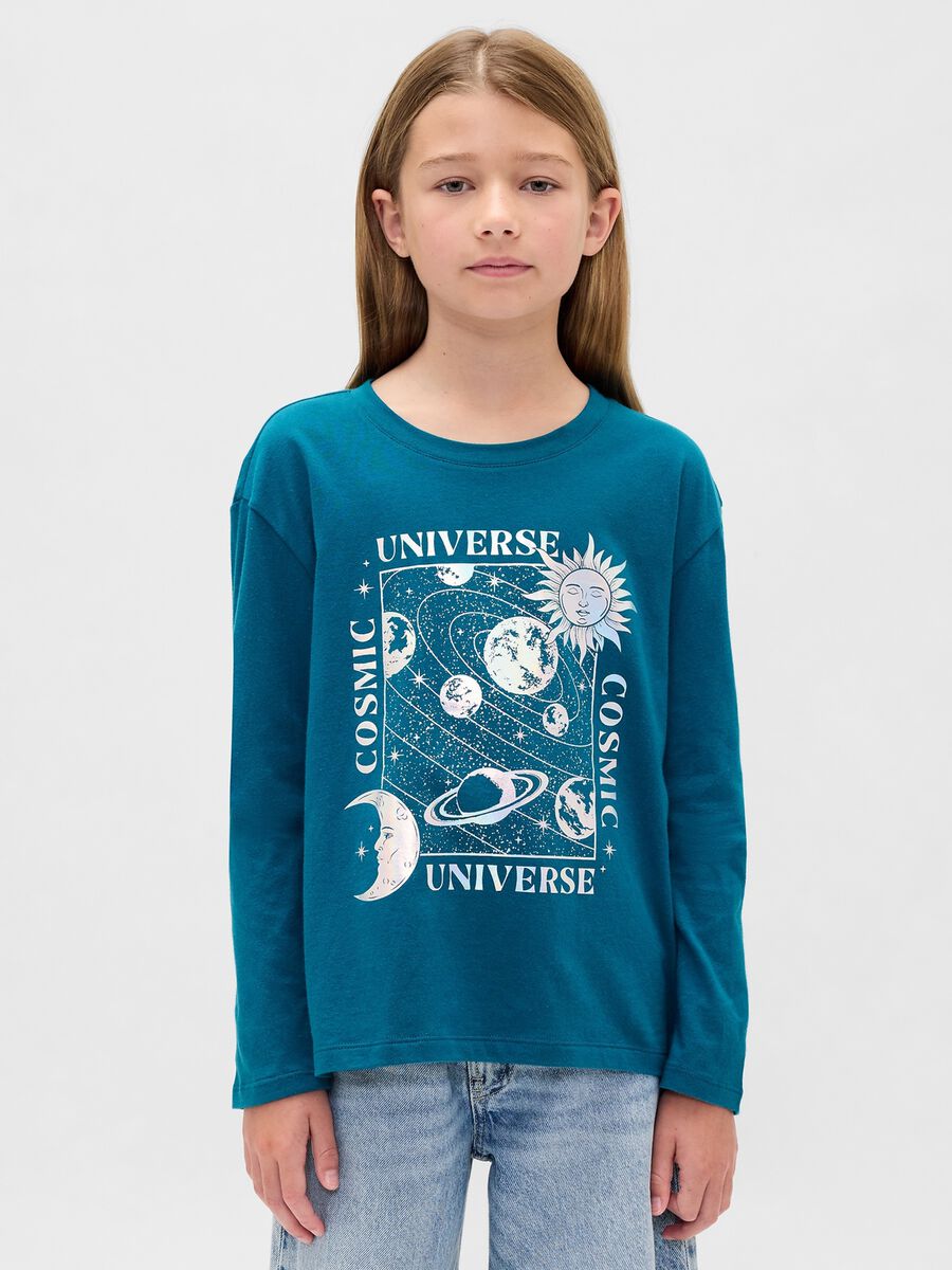 Blue long-sleeve cotton top Girl_0