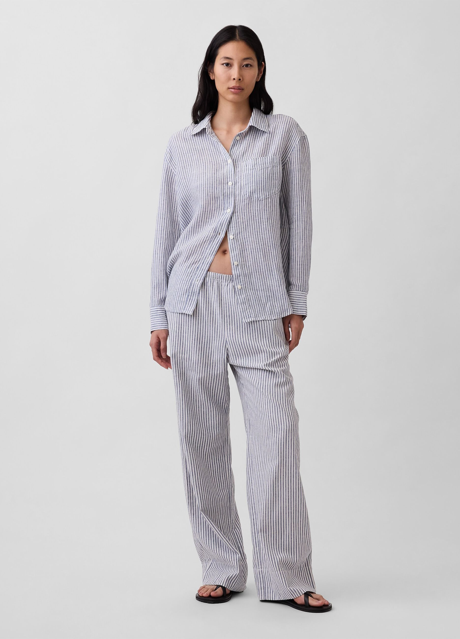 Camicia in puro lino a righe