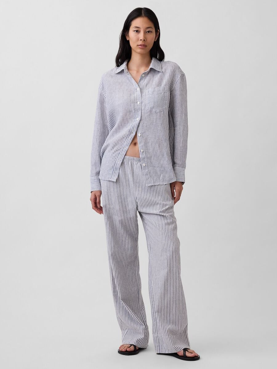 Camicia in puro lino a righe Donna_2