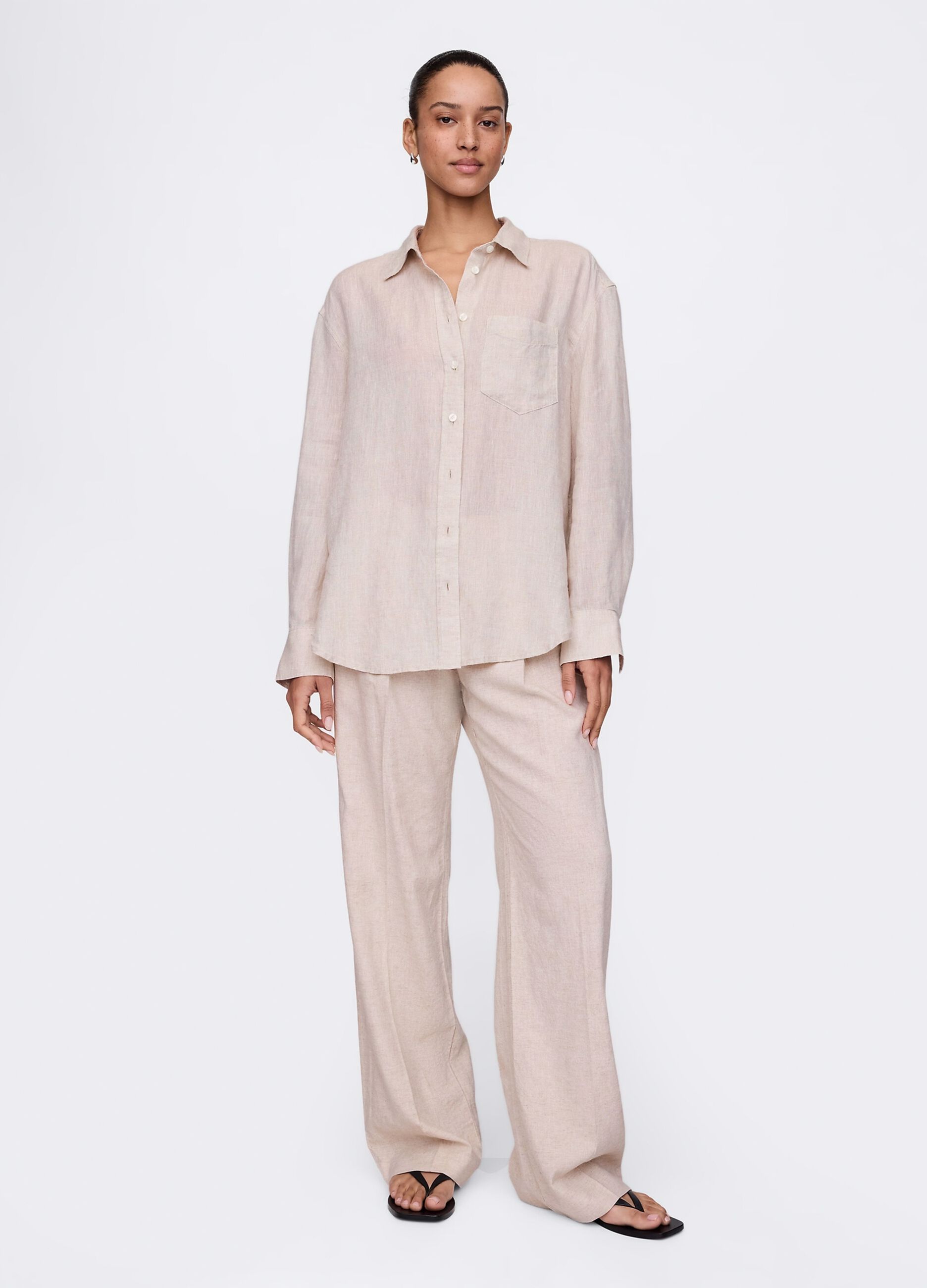 Camicia in lino beige Gap_1