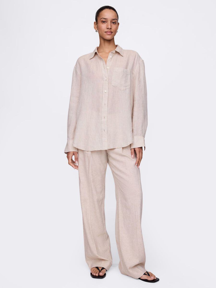 Camicia in lino beige Gap Donna_1