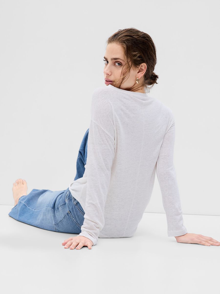 Long-sleeved T-shirt with boat neck Woman_1