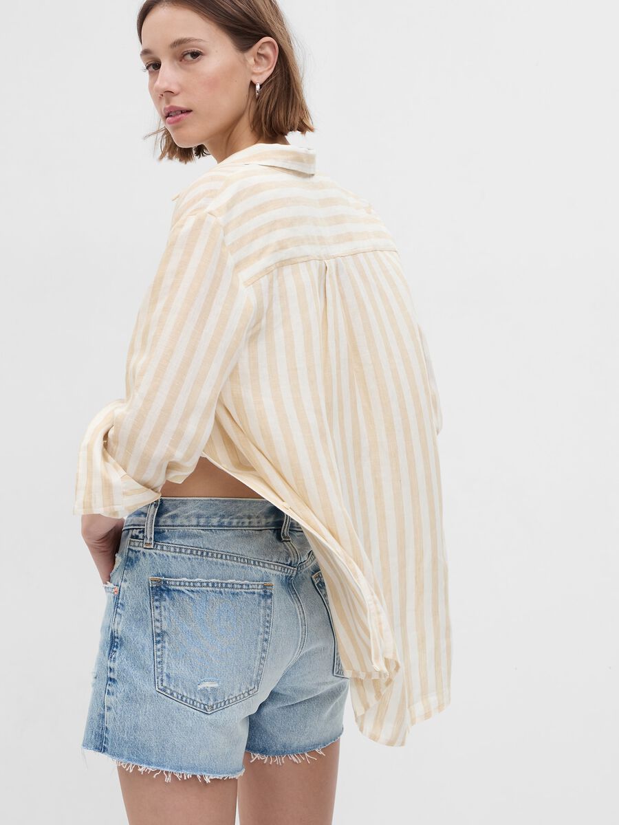 Striped linen shirt with pocket Woman_1