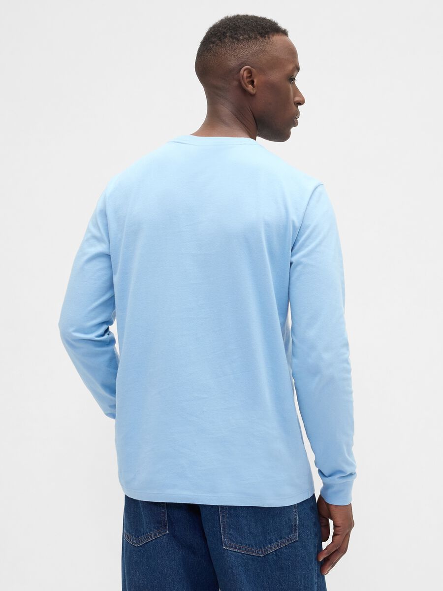 Maglia azzurra a maniche lunghe in cotone Uomo_2