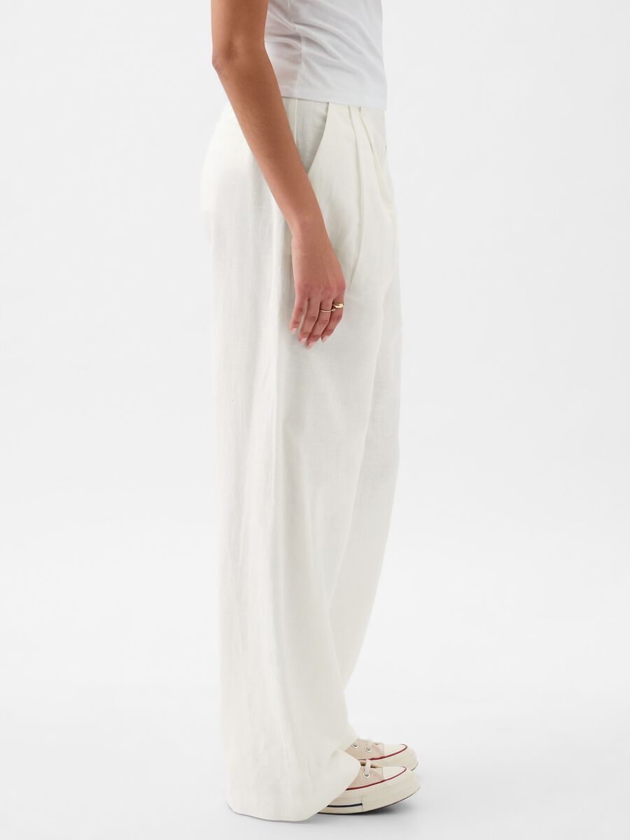 Wide-leg trousers cotton and linen Woman_1