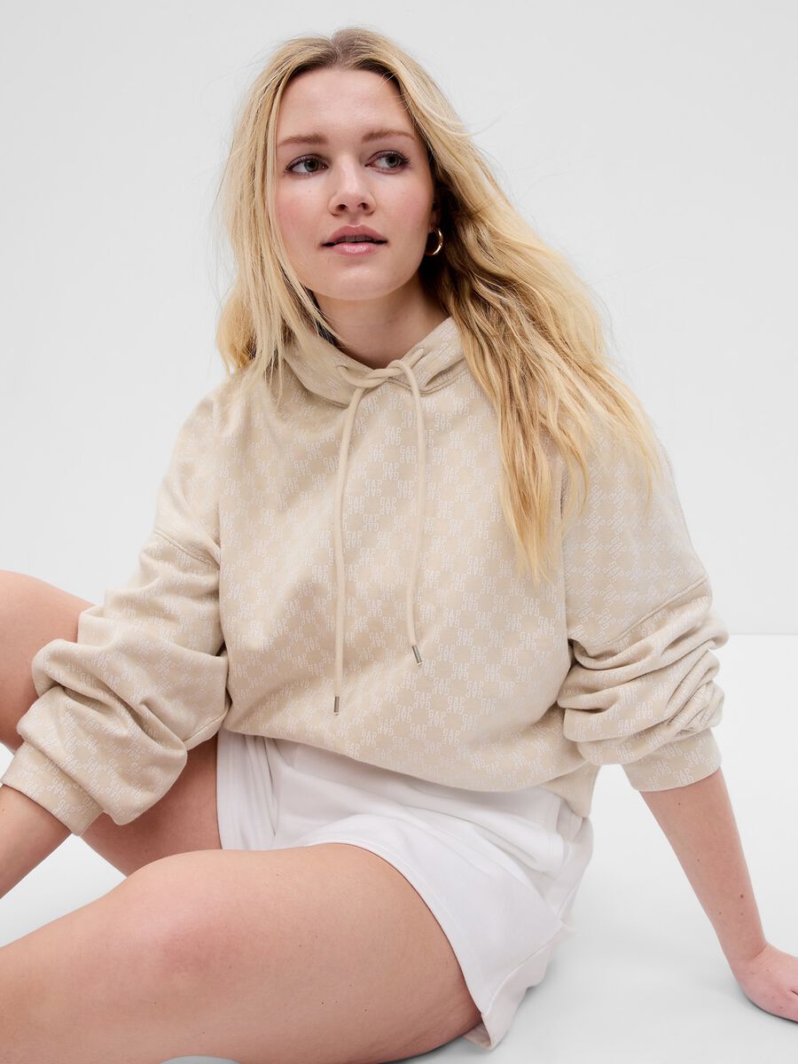 Felpa crop con stampa logo all-over Donna_3
