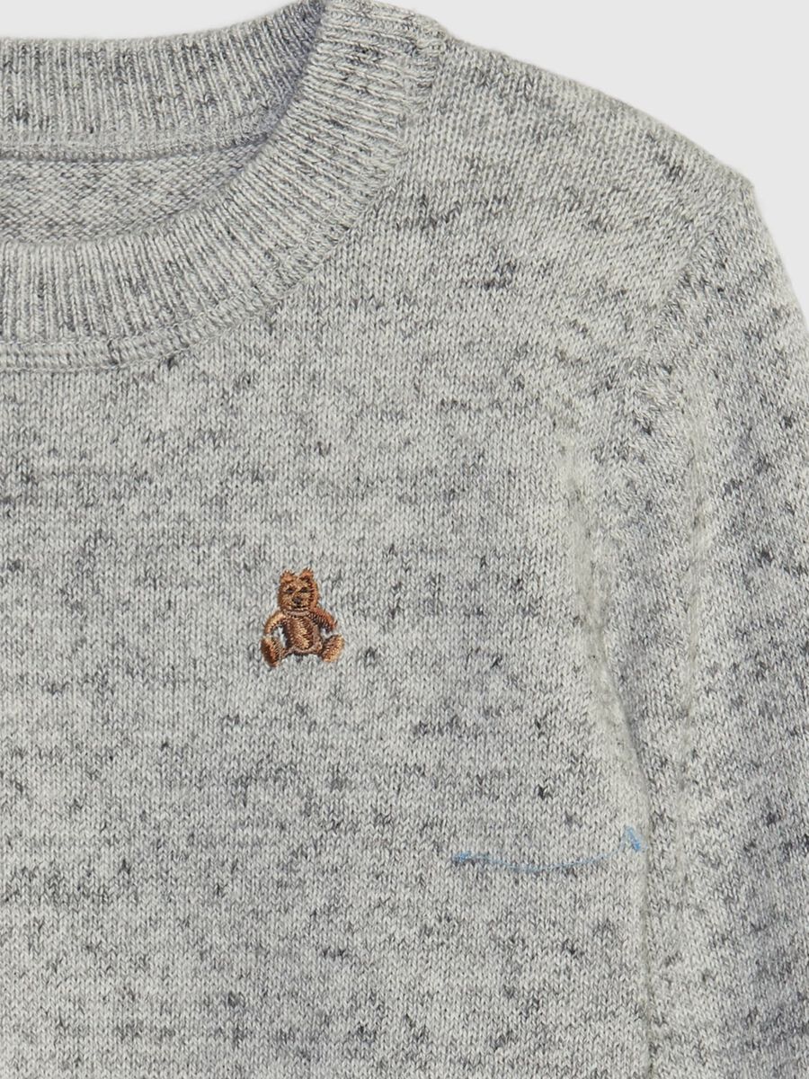 Pullover with teddy bear embroidery and round neck Newborn Boy_2