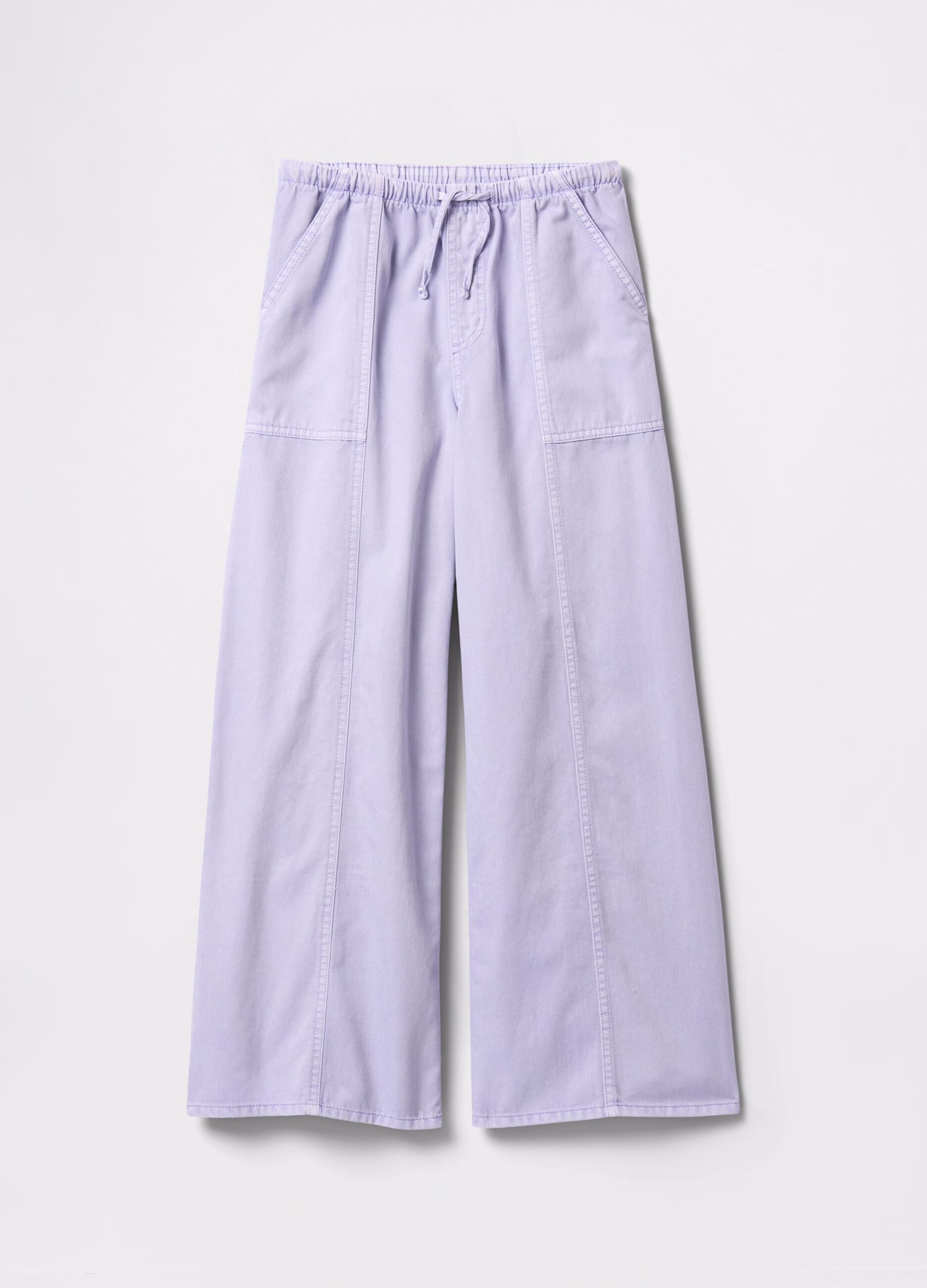 Pantaloni viola a gamba larga con coulisse_3