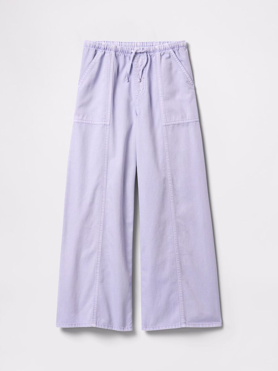 Lilac palazzo trousers in cotton and Lyocell blend Girl_3
