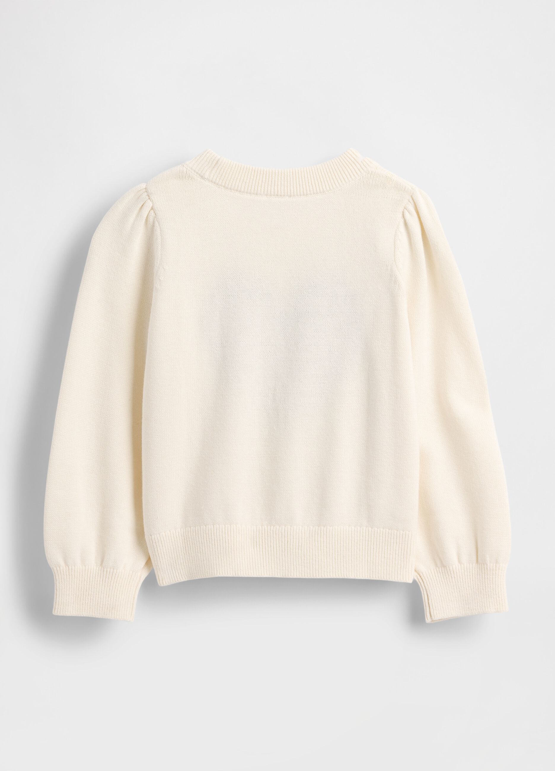 Maglione bianco in cotone con cuore leopardato_1