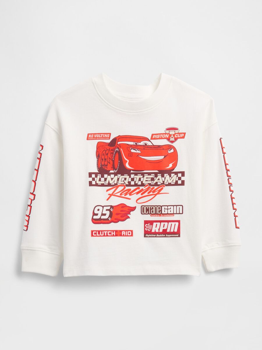 T-shirt bianca a maniche lunghe con grafica Bimbo_0
