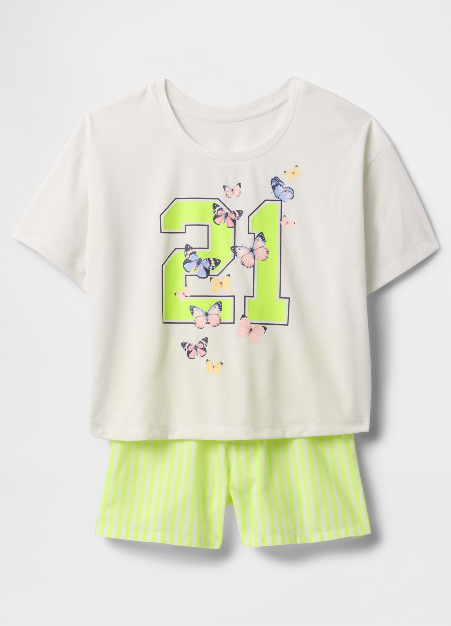 Pigiama corto bianco con stampa numeri e farfalle GAP Kids