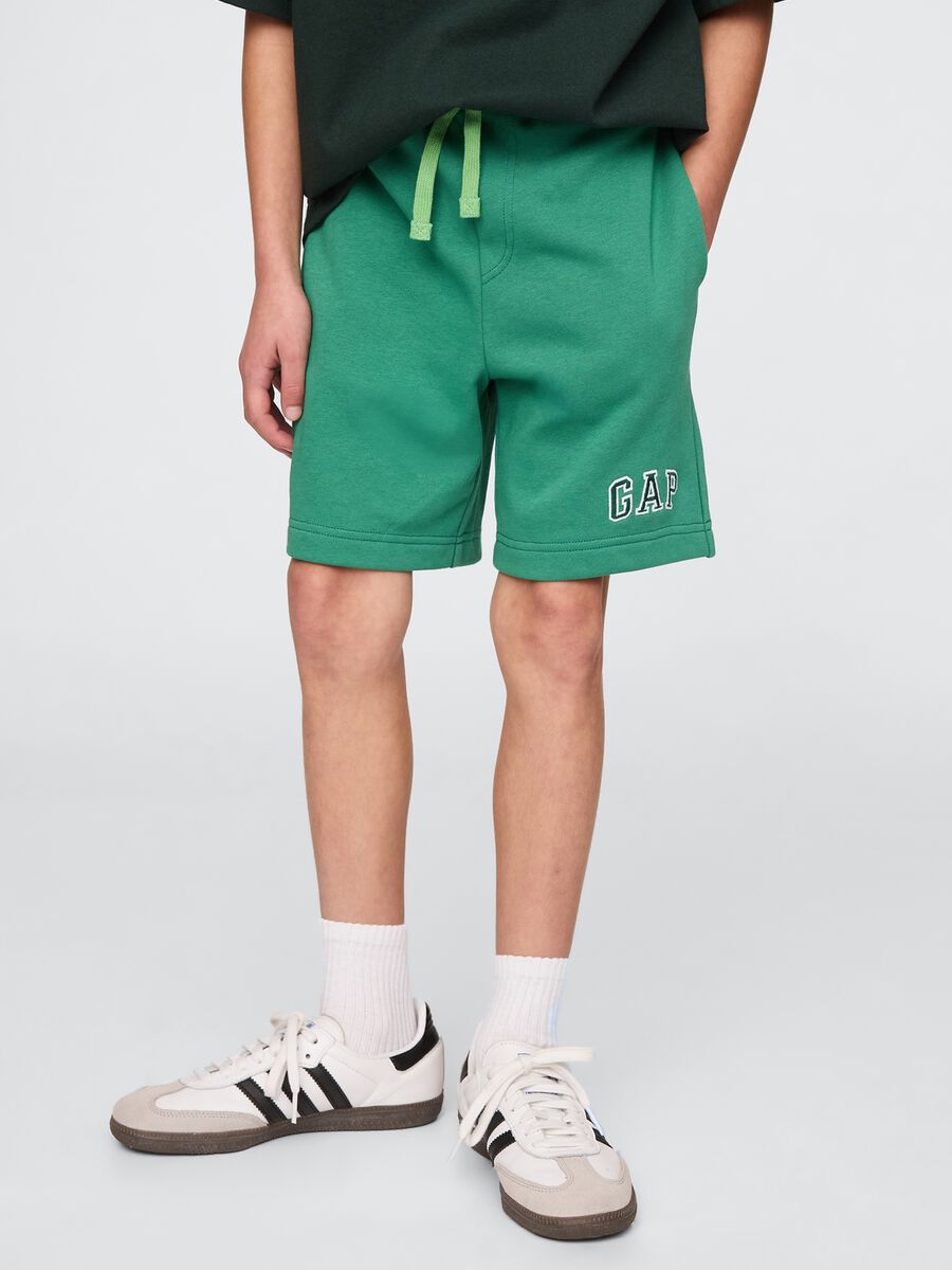 Green Cotton-Blend Shorts Boy_1
