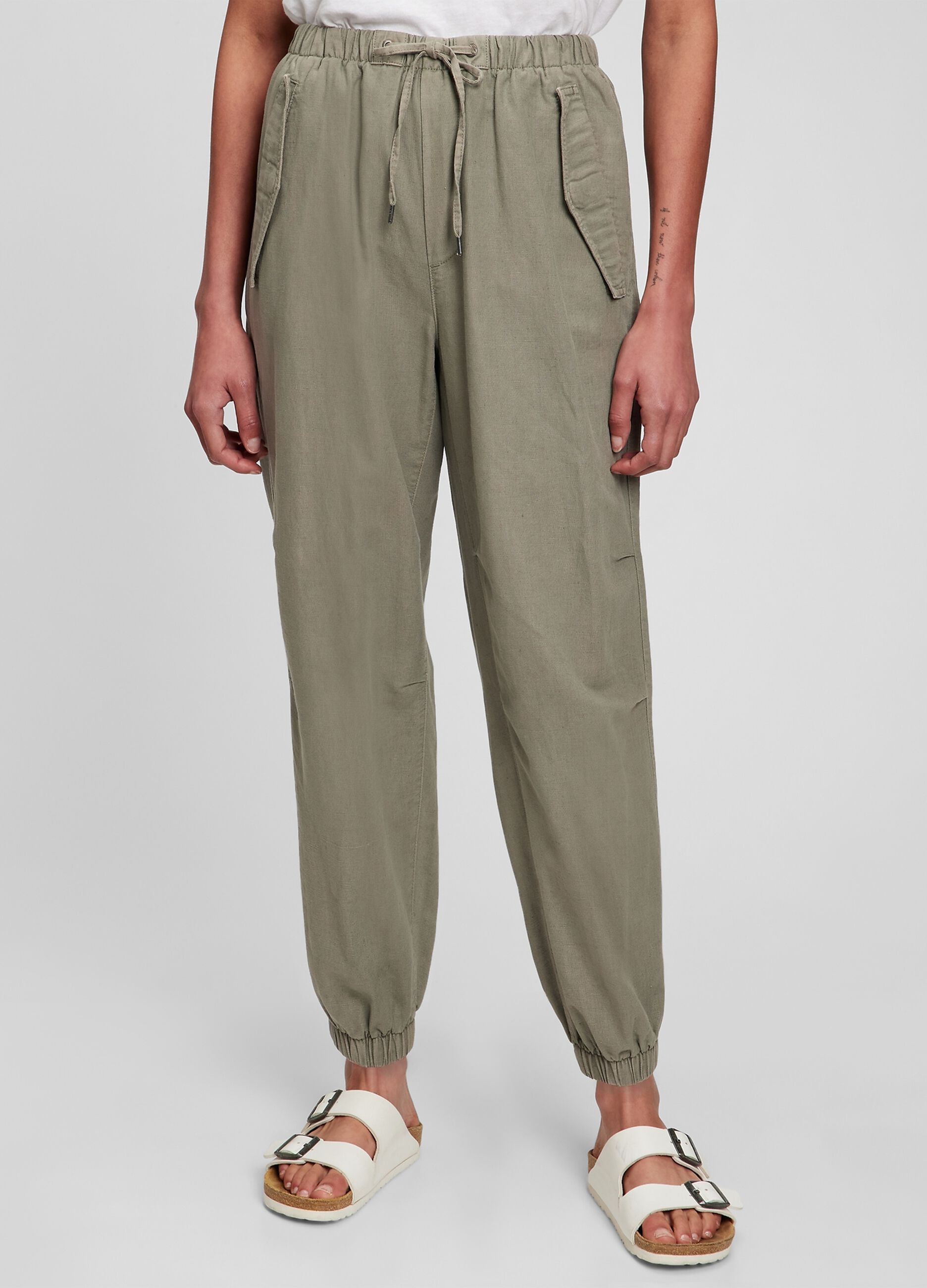 Utility trousers in cotton and linen