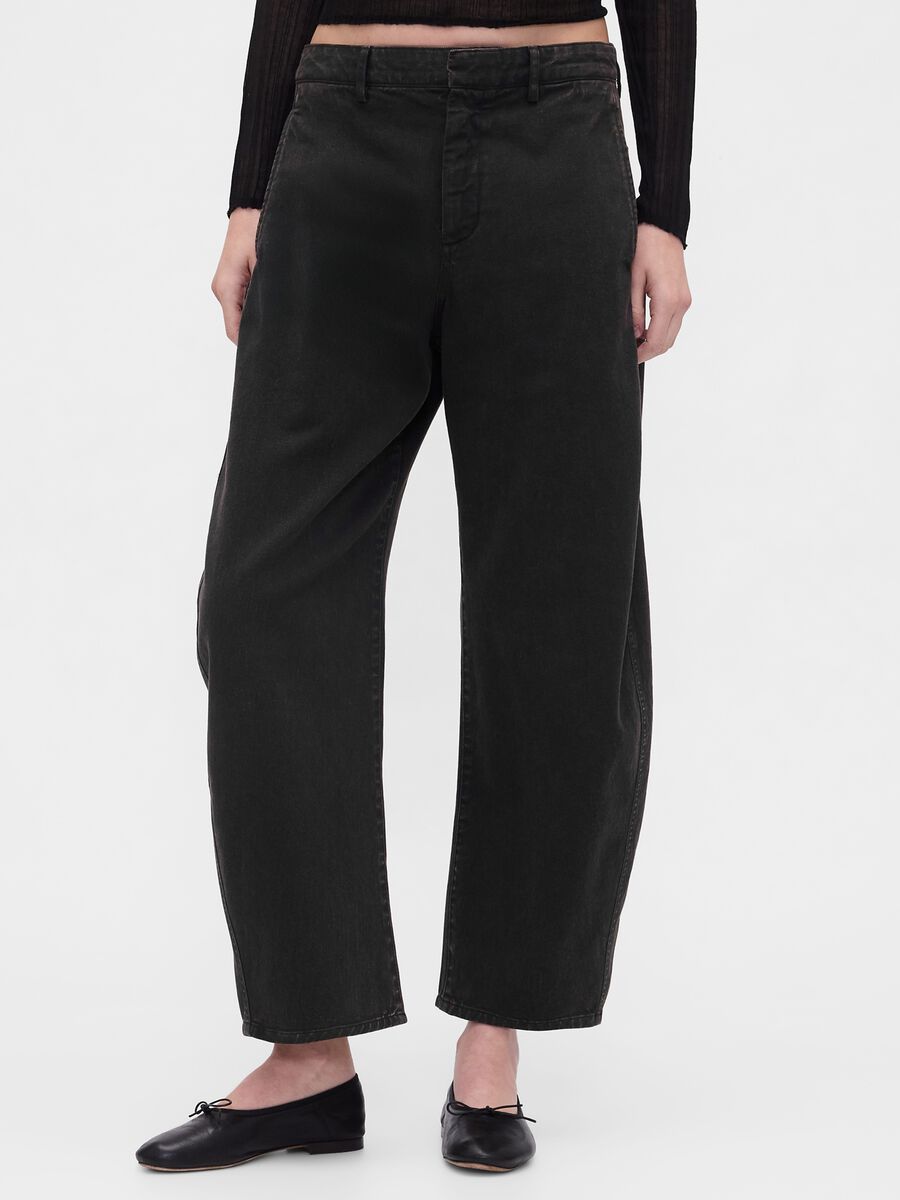 Wide Black Cotton Trousers Woman_1