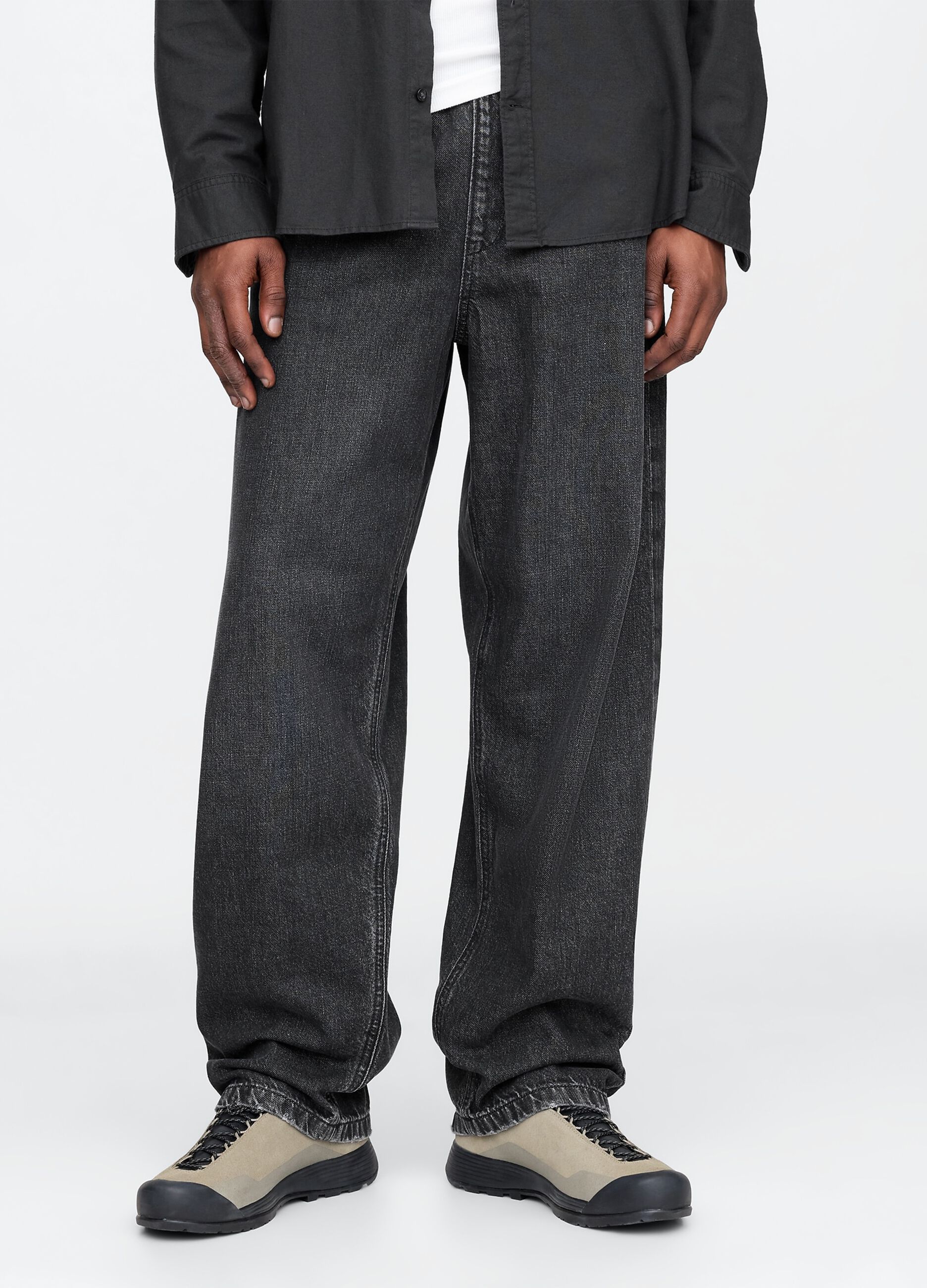 Pantaloni denim neri a gamba larga Gap_1