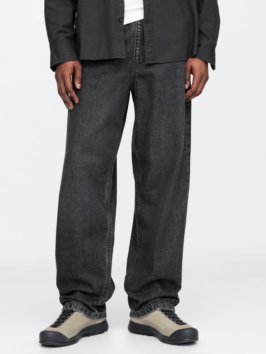 Gap Black Wide Leg Denim Trousers Man_1