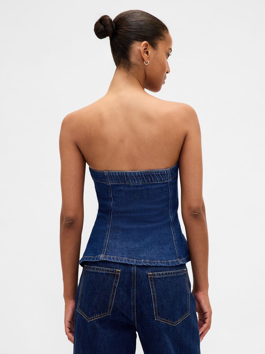 Gilet denim elasticizzato con bottoni Donna_1