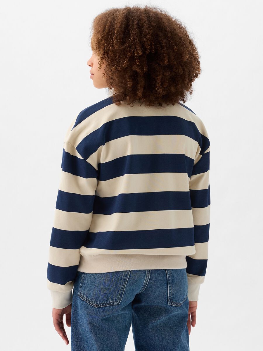 Polo sweatshirt with striped pattern and logo embroidery Girl_1