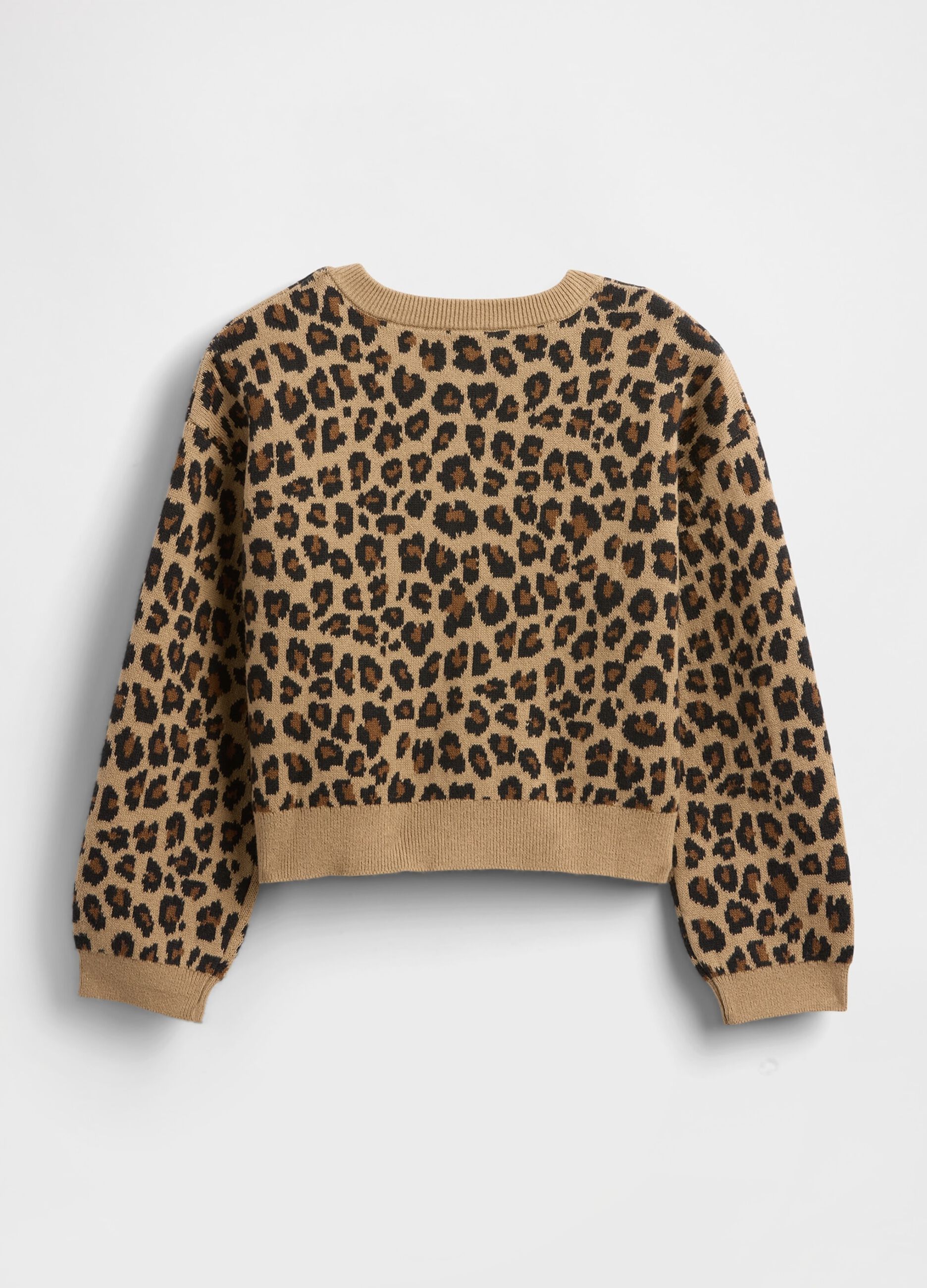 Cardigan marrone in cotone con stampa leopardata_2